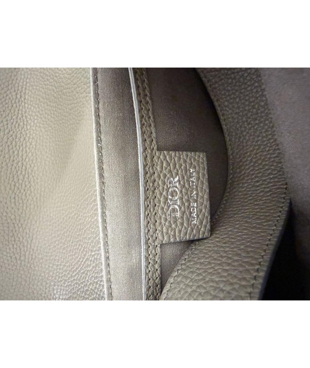 CHRISTIAN DIOR Серая кожаная сумка на плечо, фото 2