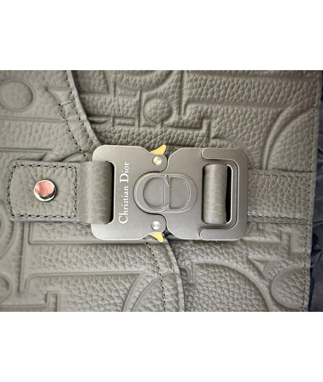 CHRISTIAN DIOR Серая кожаная сумка на плечо, фото 3