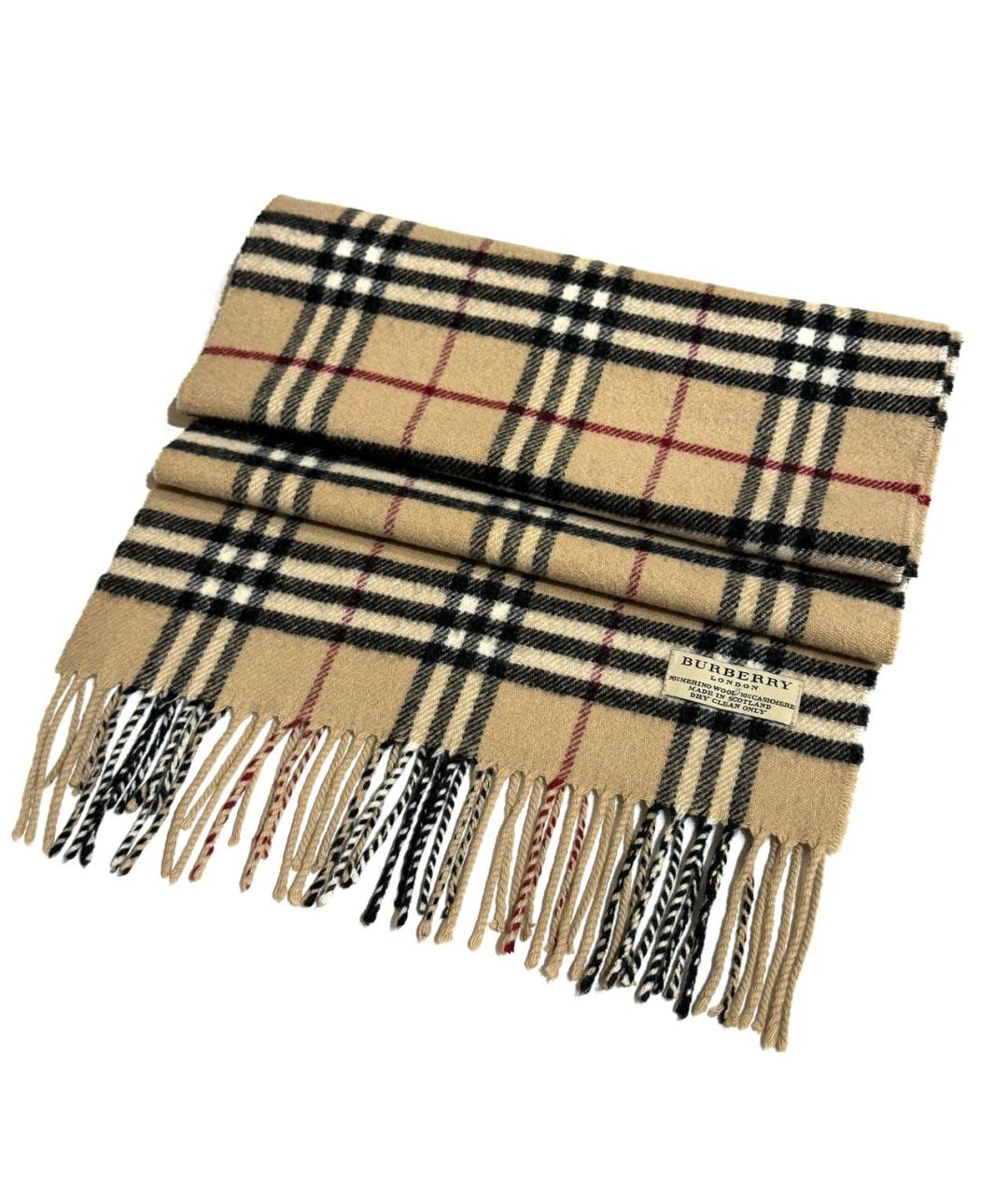 BURBERRY Бежевый шерстяной шарф, фото 5