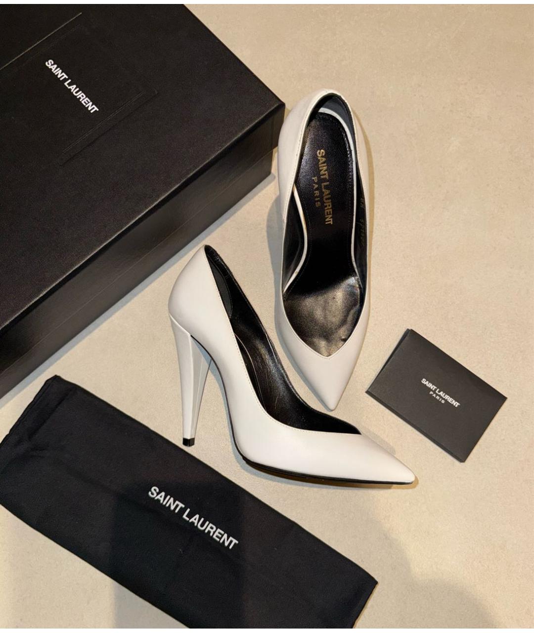 SAINT LAURENT Белые кожаные туфли, фото 2