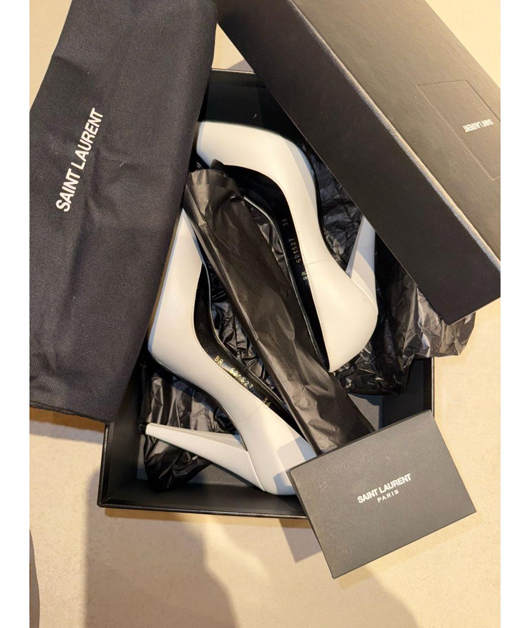 SAINT LAURENT Белые кожаные туфли, фото 8