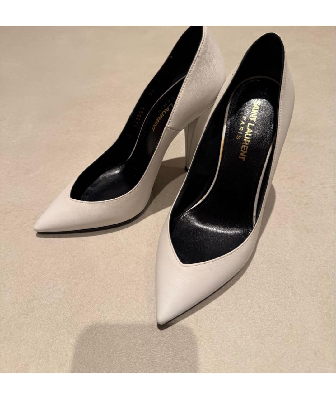 SAINT LAURENT Белые кожаные туфли, фото 5