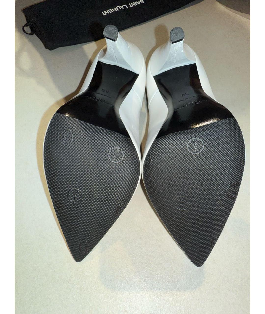 SAINT LAURENT Белые кожаные туфли, фото 7