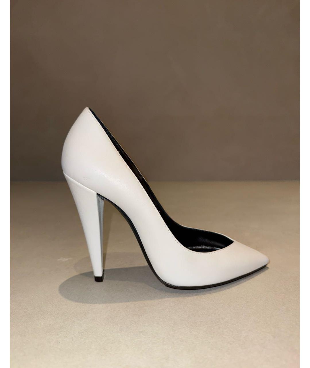 SAINT LAURENT Белые кожаные туфли, фото 9