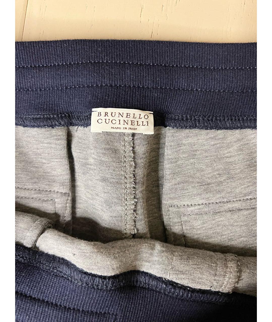 BRUNELLO CUCINELLI Темно-синие хлопковые повседневные брюки, фото 3