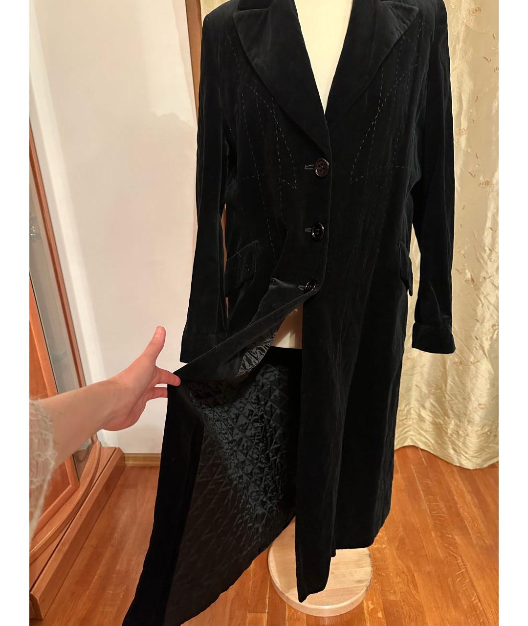 Mariella Burani Черное бархатное пальто, фото 5