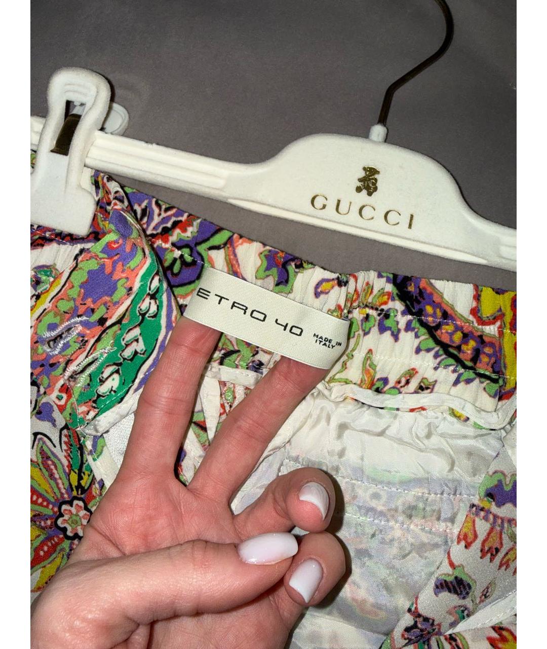 ETRO Мульти шелковые прямые брюки, фото 2