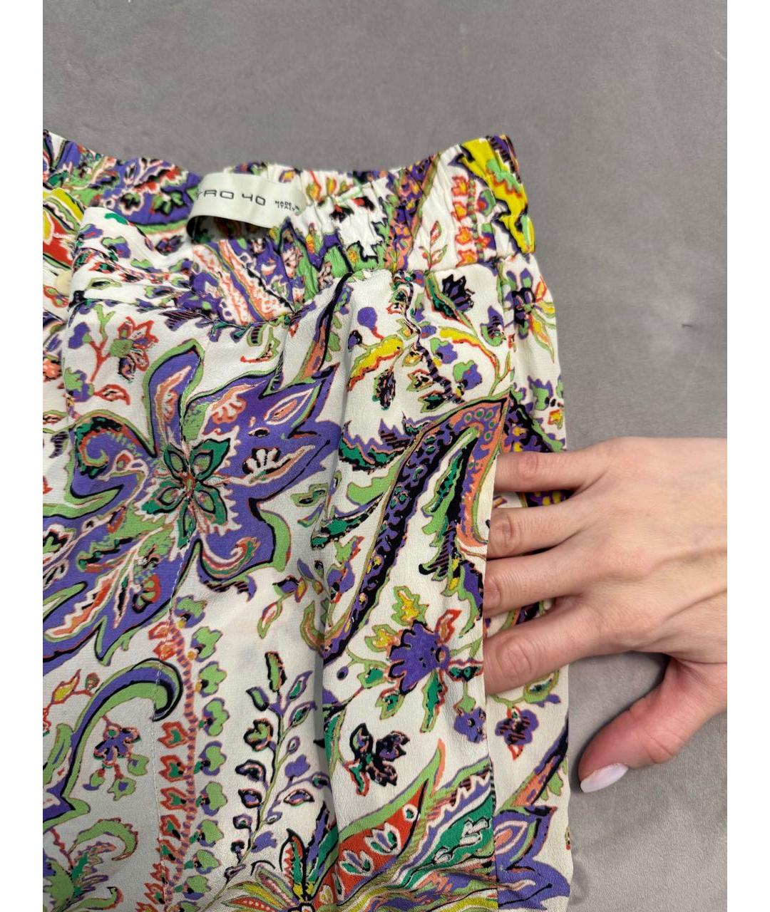 ETRO Мульти шелковые прямые брюки, фото 4