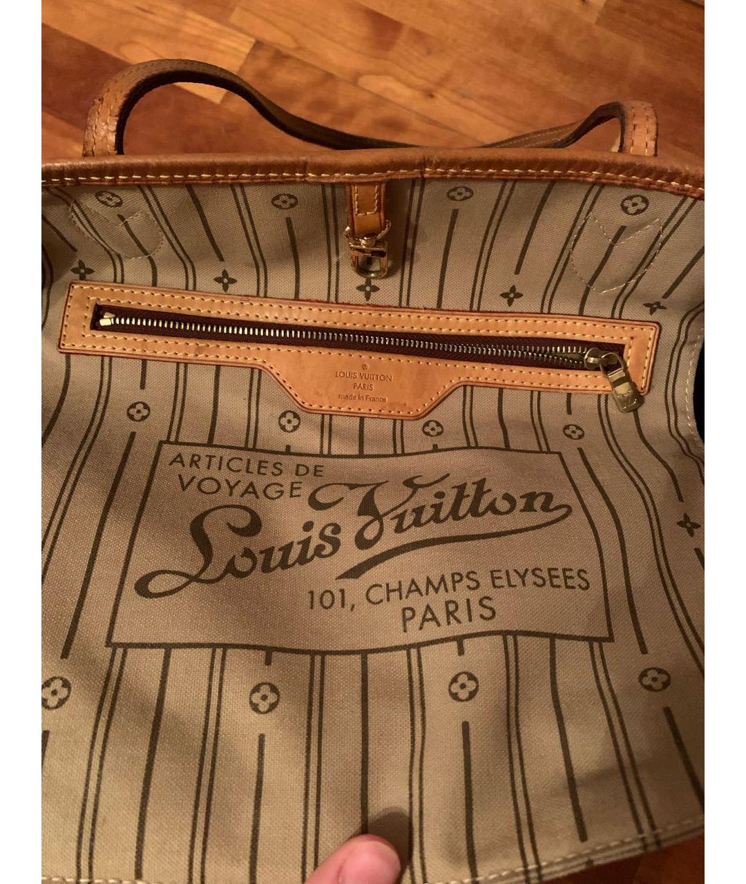 LOUIS VUITTON Коричневая кожаная сумка тоут, фото 6