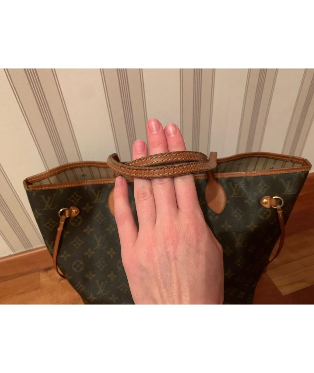 LOUIS VUITTON Коричневая кожаная сумка тоут, фото 8