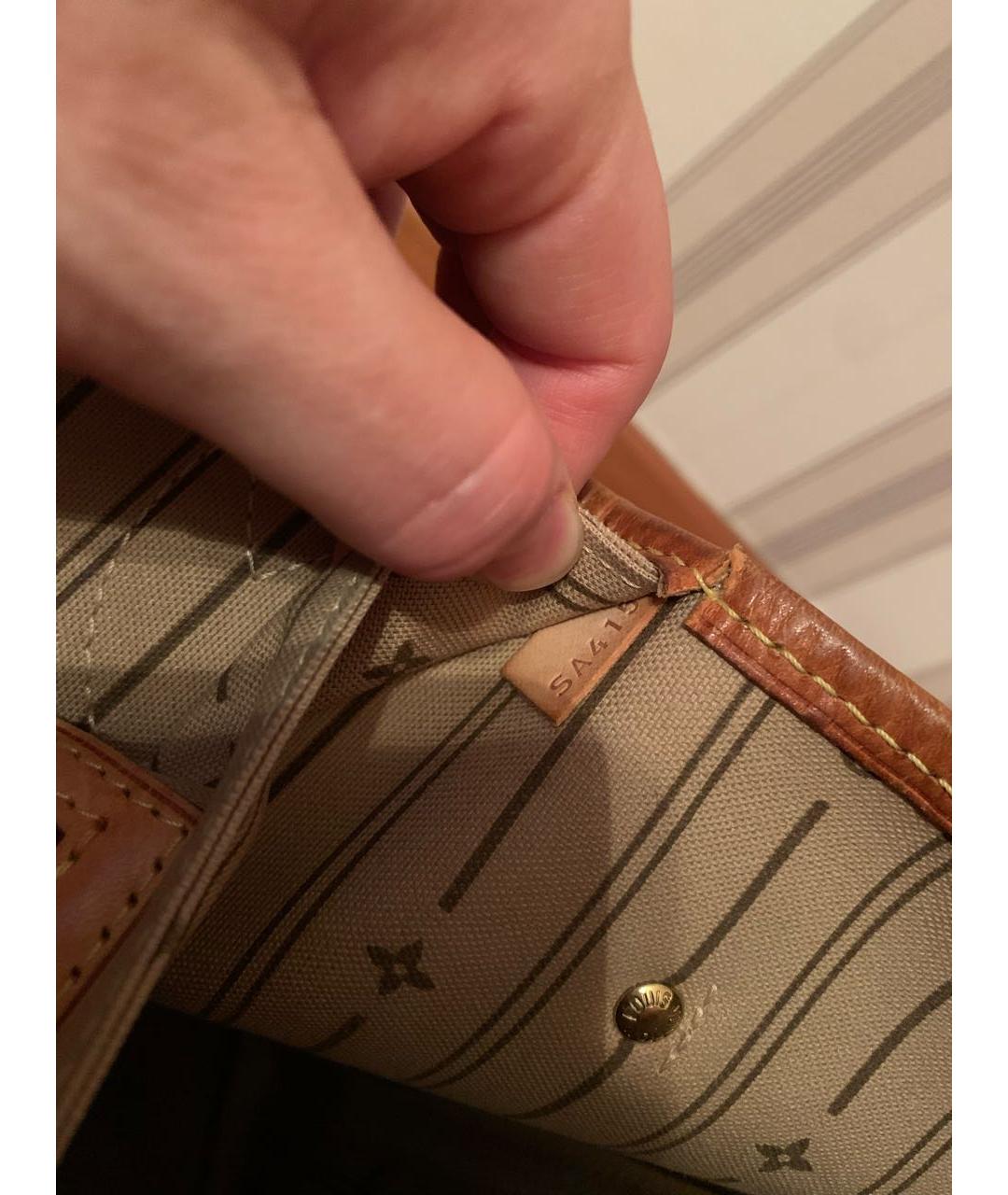 LOUIS VUITTON Коричневая кожаная сумка тоут, фото 7