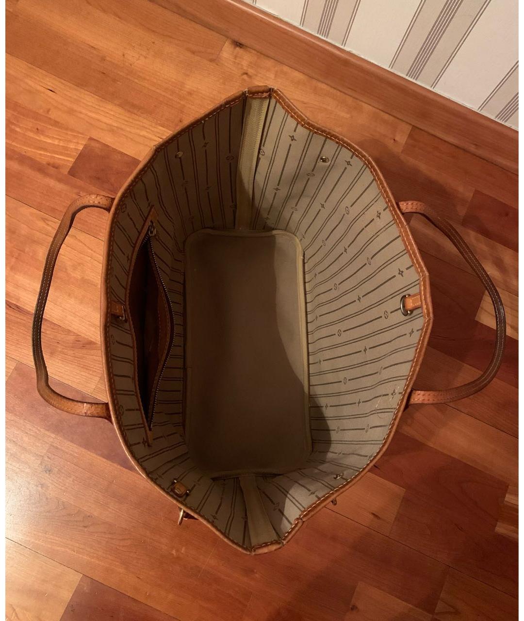 LOUIS VUITTON Коричневая кожаная сумка тоут, фото 5