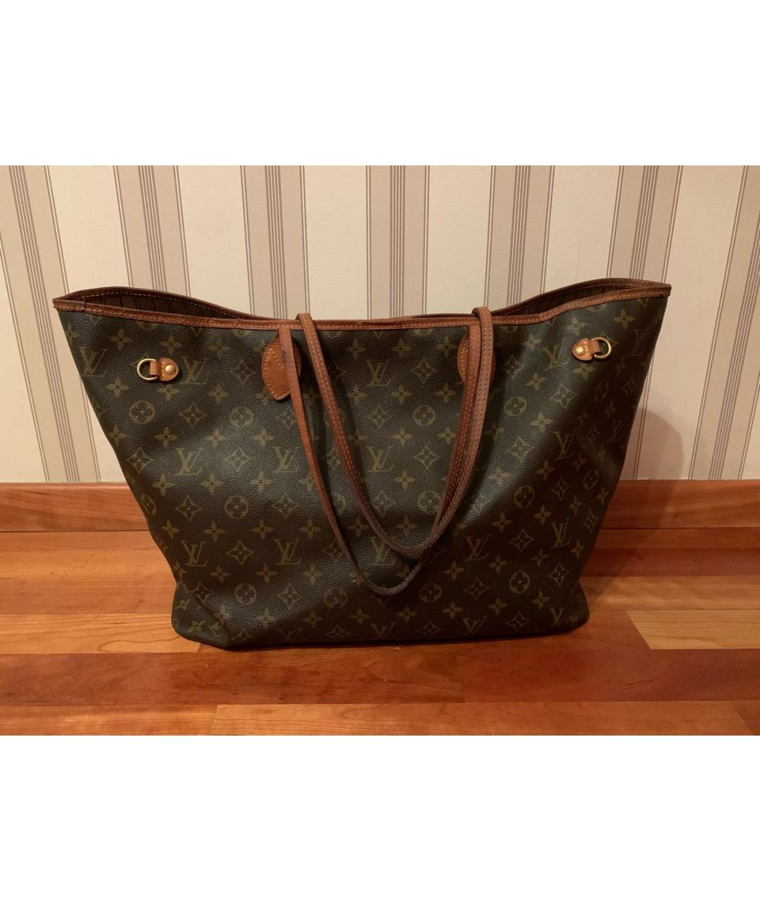 LOUIS VUITTON Коричневая кожаная сумка тоут, фото 3