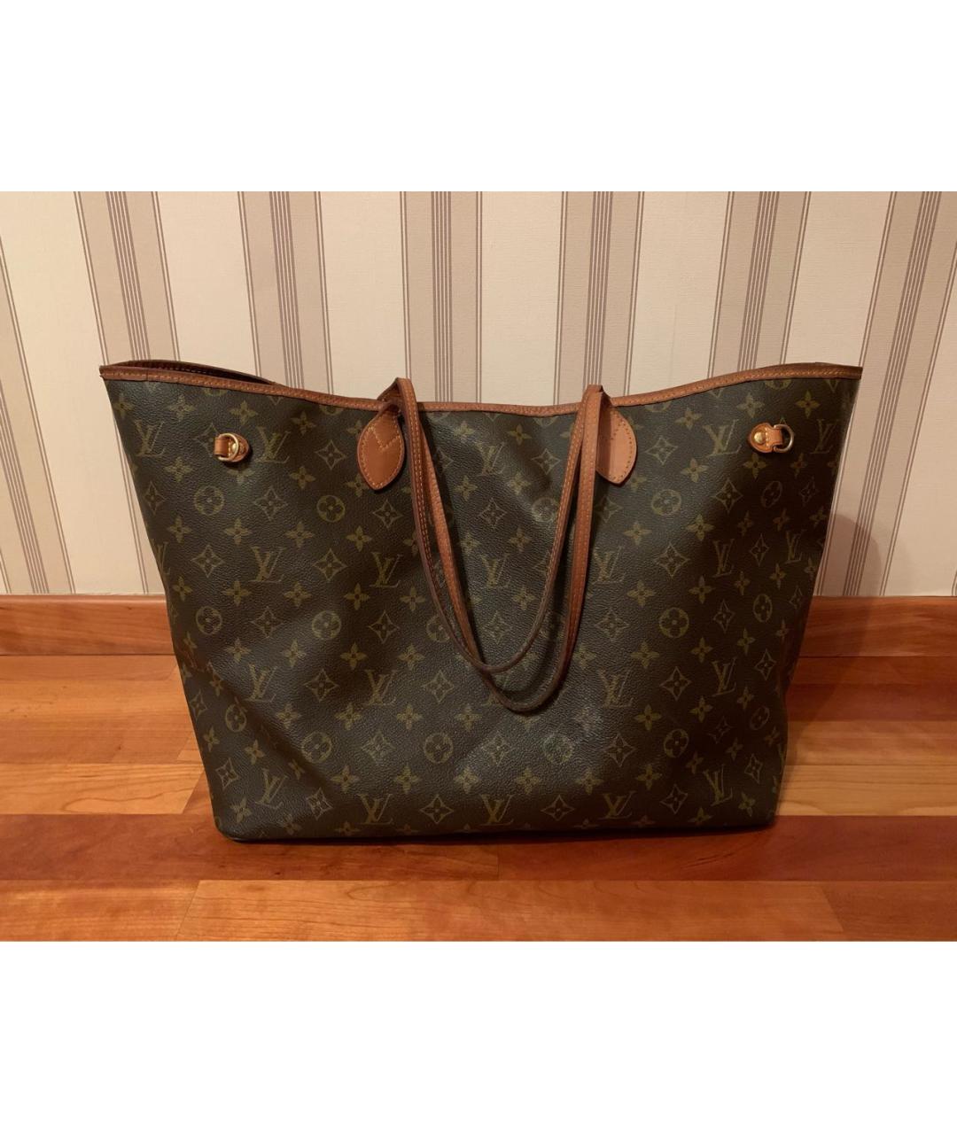 LOUIS VUITTON Коричневая кожаная сумка тоут, фото 9