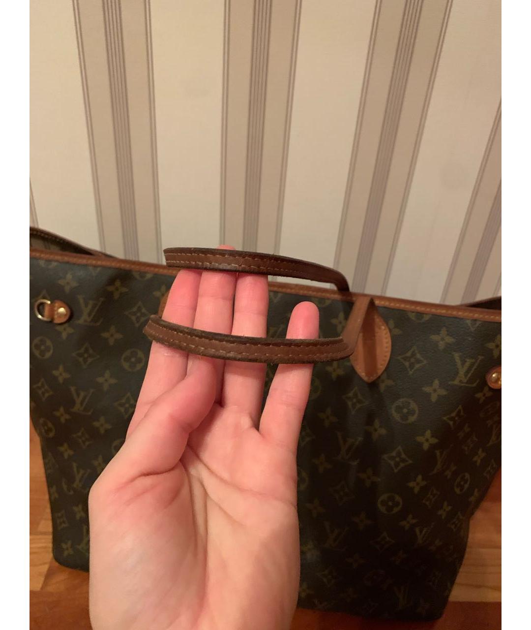 LOUIS VUITTON Коричневая кожаная сумка тоут, фото 6