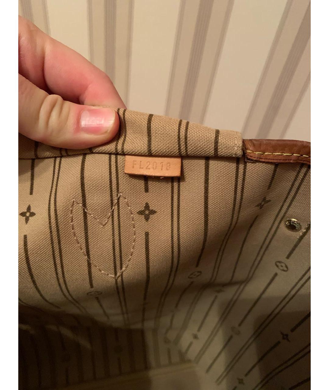 LOUIS VUITTON Коричневая кожаная сумка тоут, фото 7