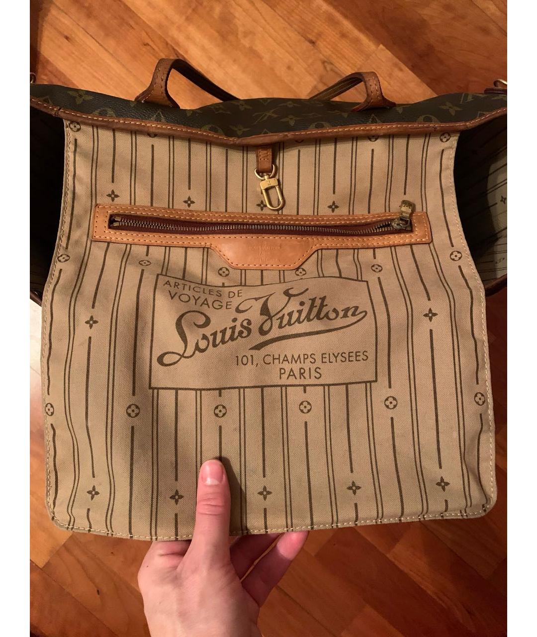 LOUIS VUITTON Коричневая кожаная сумка тоут, фото 8