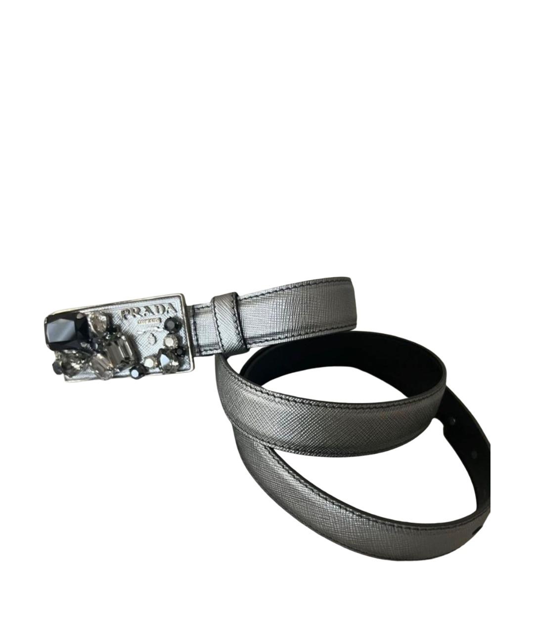 PRADA Серебрянный кожаный ремень, фото 1