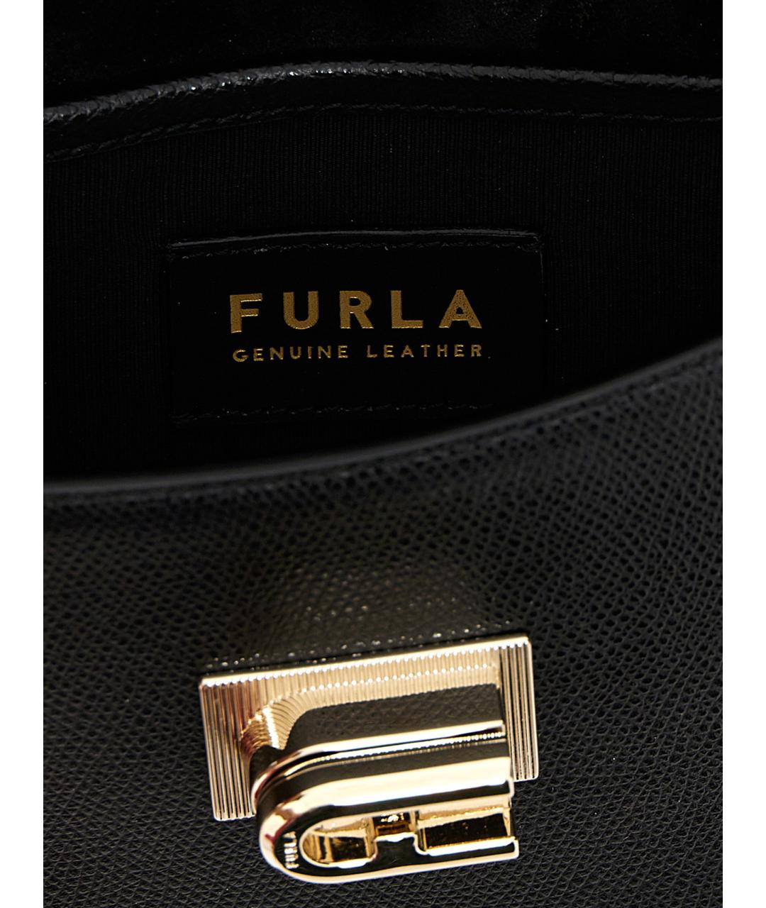 FURLA Черная кожаная сумка через плечо, фото 4