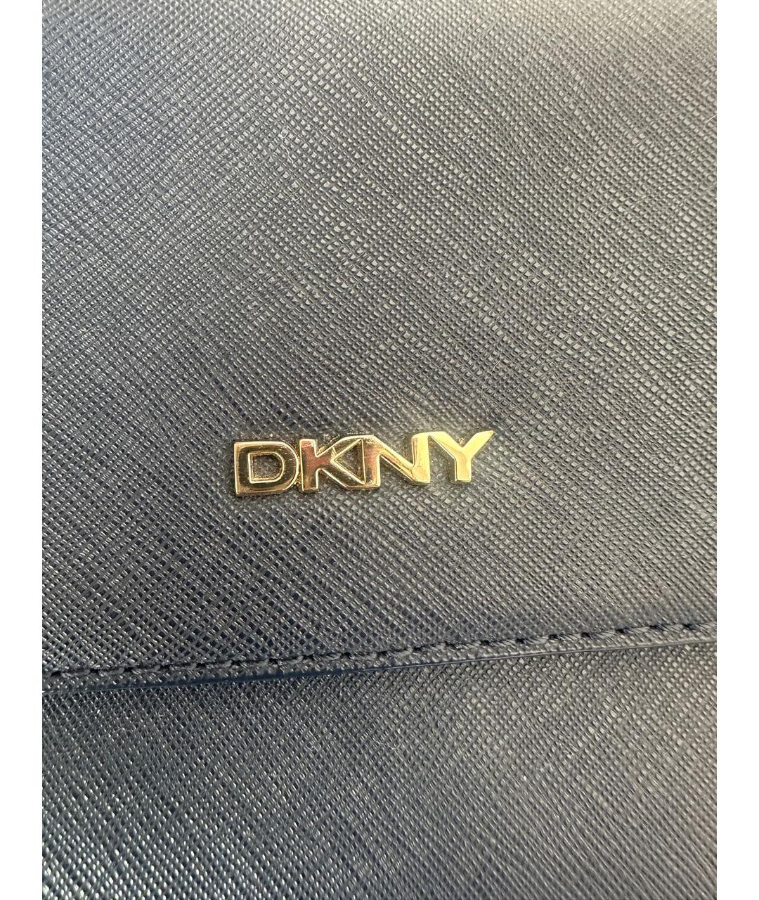 DKNY Темно-синяя кожаная сумка через плечо, фото 7