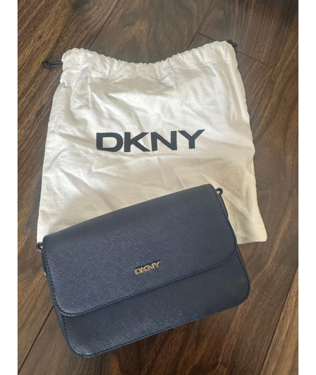 DKNY Темно-синяя кожаная сумка через плечо, фото 6