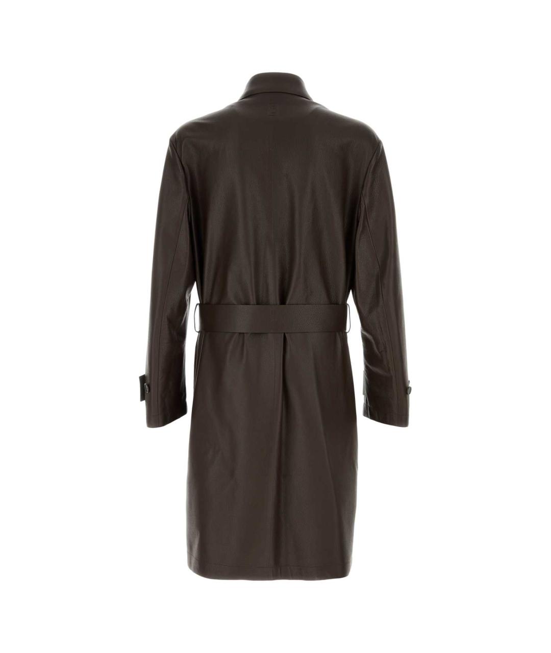 FERRAGAMO Коричневое кожаное пальто, фото 2