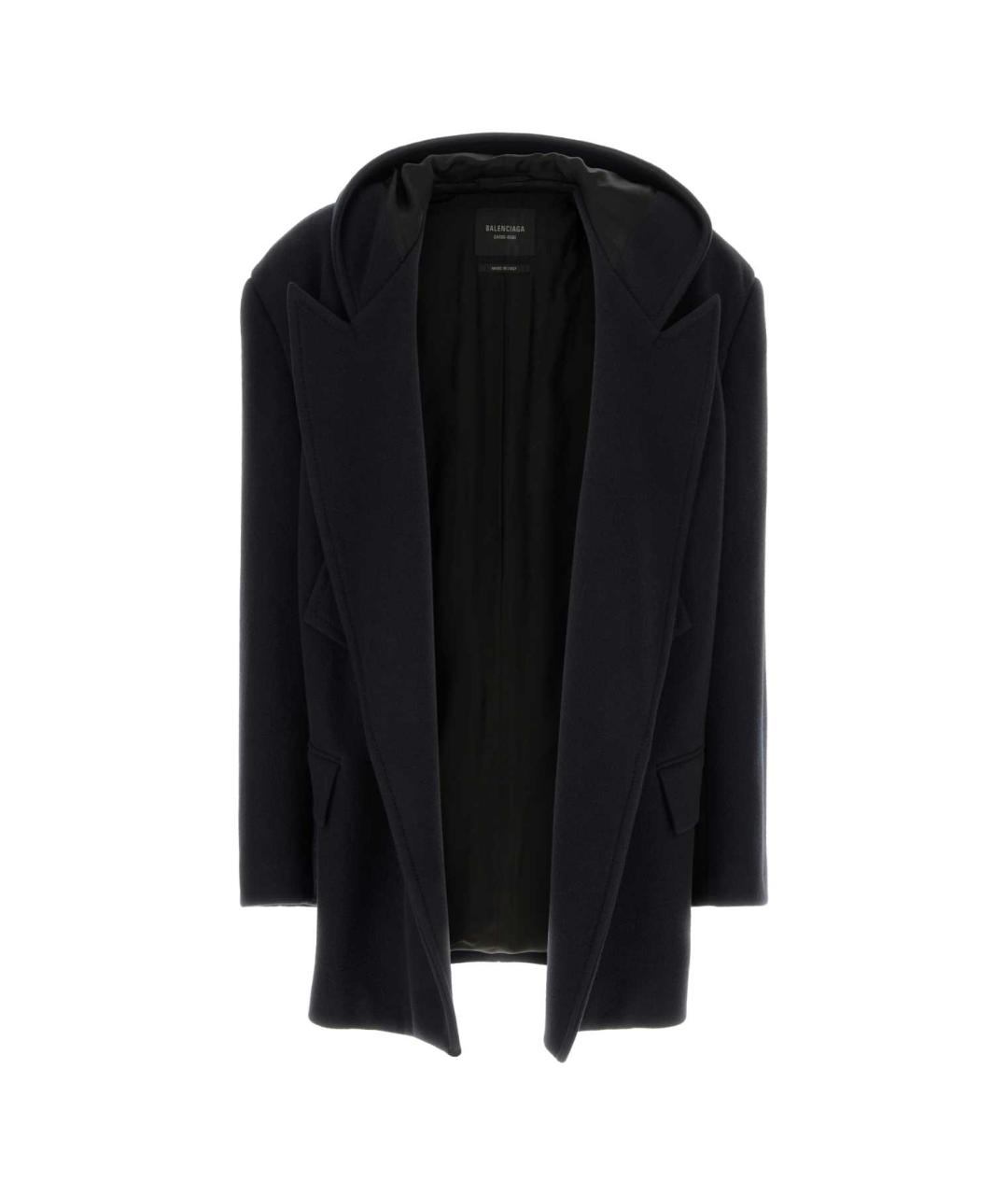 BALENCIAGA Темно-синее шерстяное пальто, фото 1