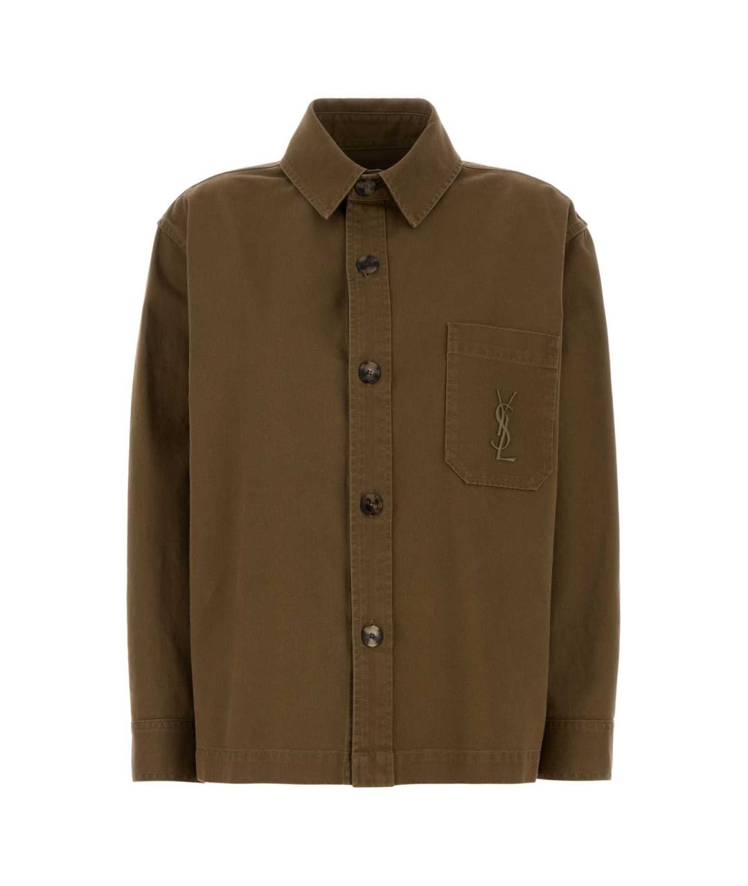 SAINT LAURENT Коричневая хлопковая рубашка, фото 1