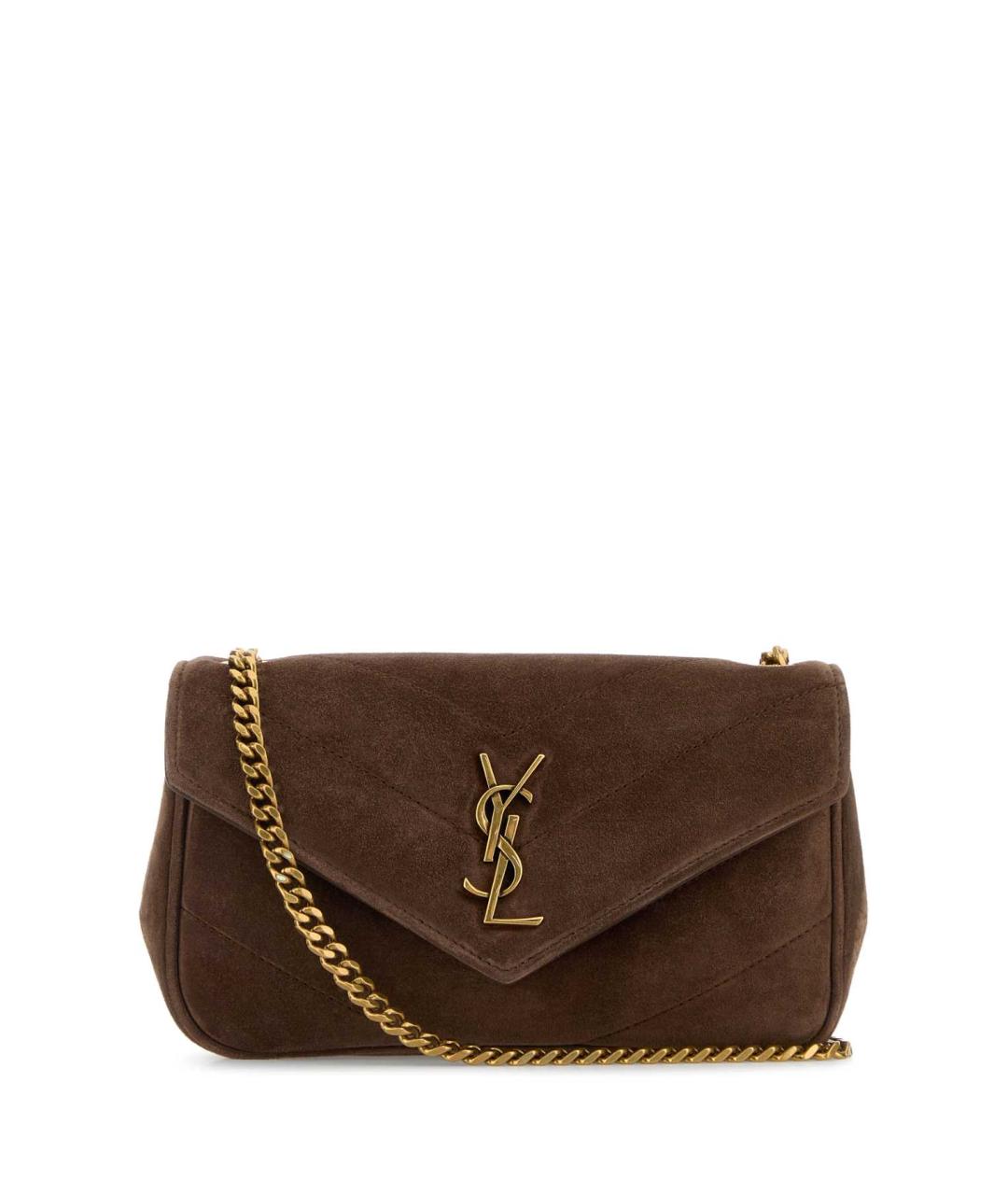 SAINT LAURENT Коричневая замшевая сумка через плечо, фото 1