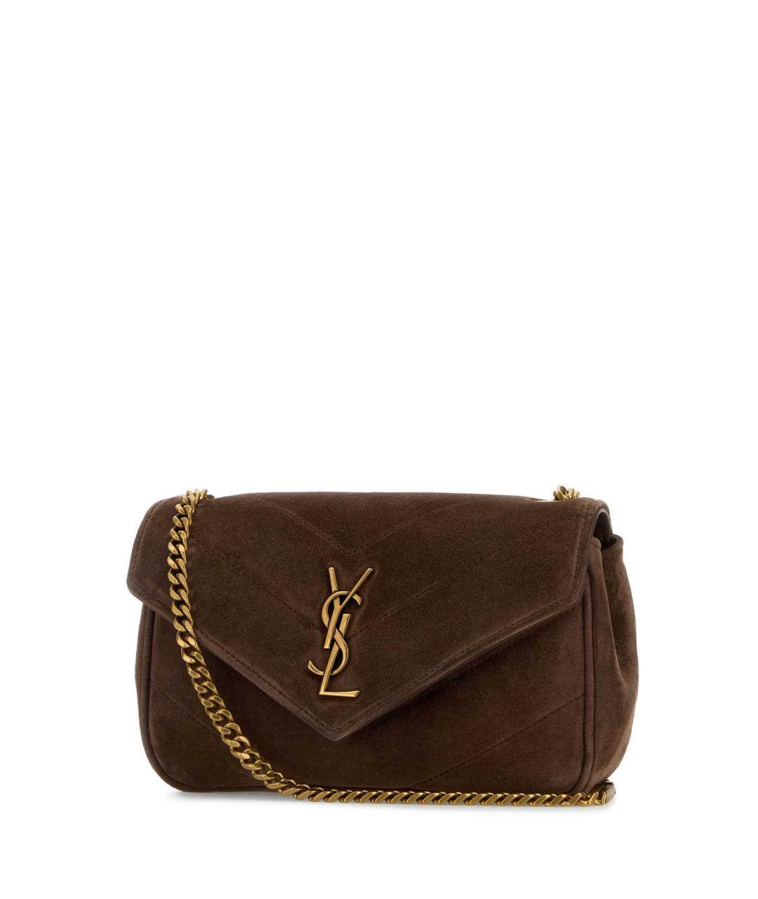 SAINT LAURENT Коричневая замшевая сумка через плечо, фото 2