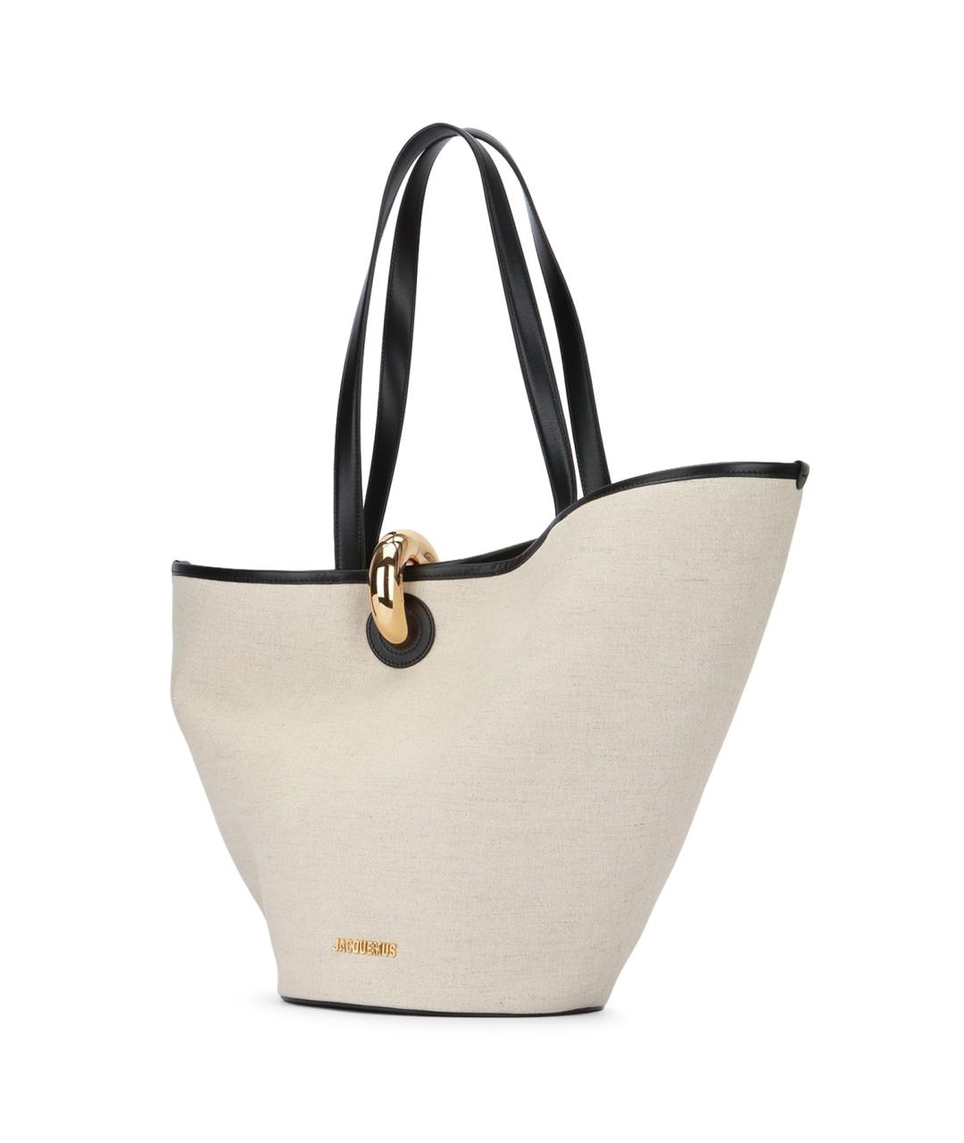 JACQUEMUS Белая тканевая сумка тоут, фото 2