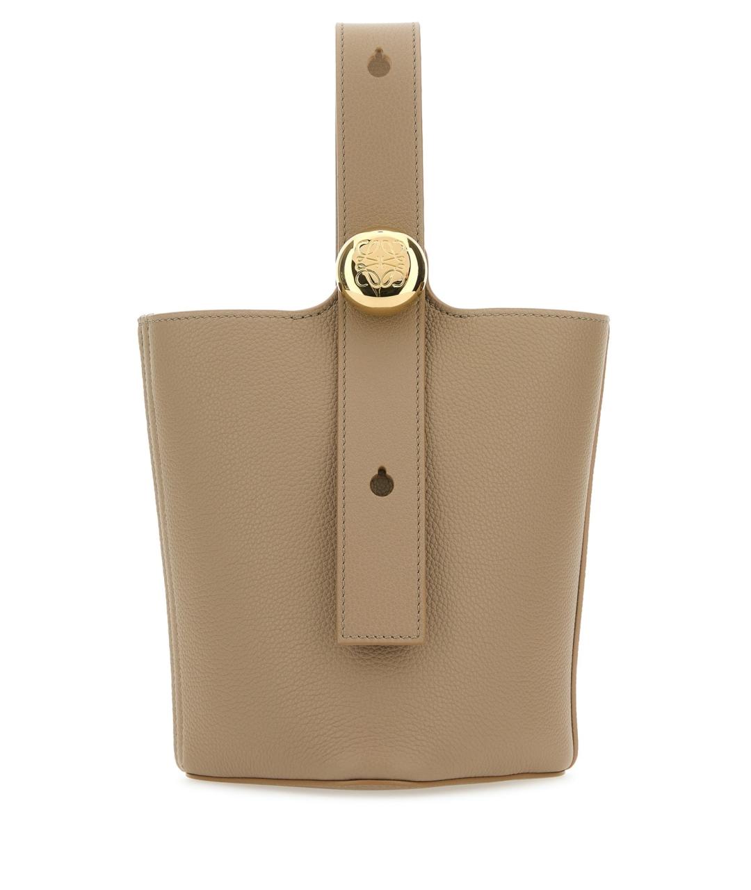 LOEWE Бежевая кожаная сумка с короткими ручками, фото 1