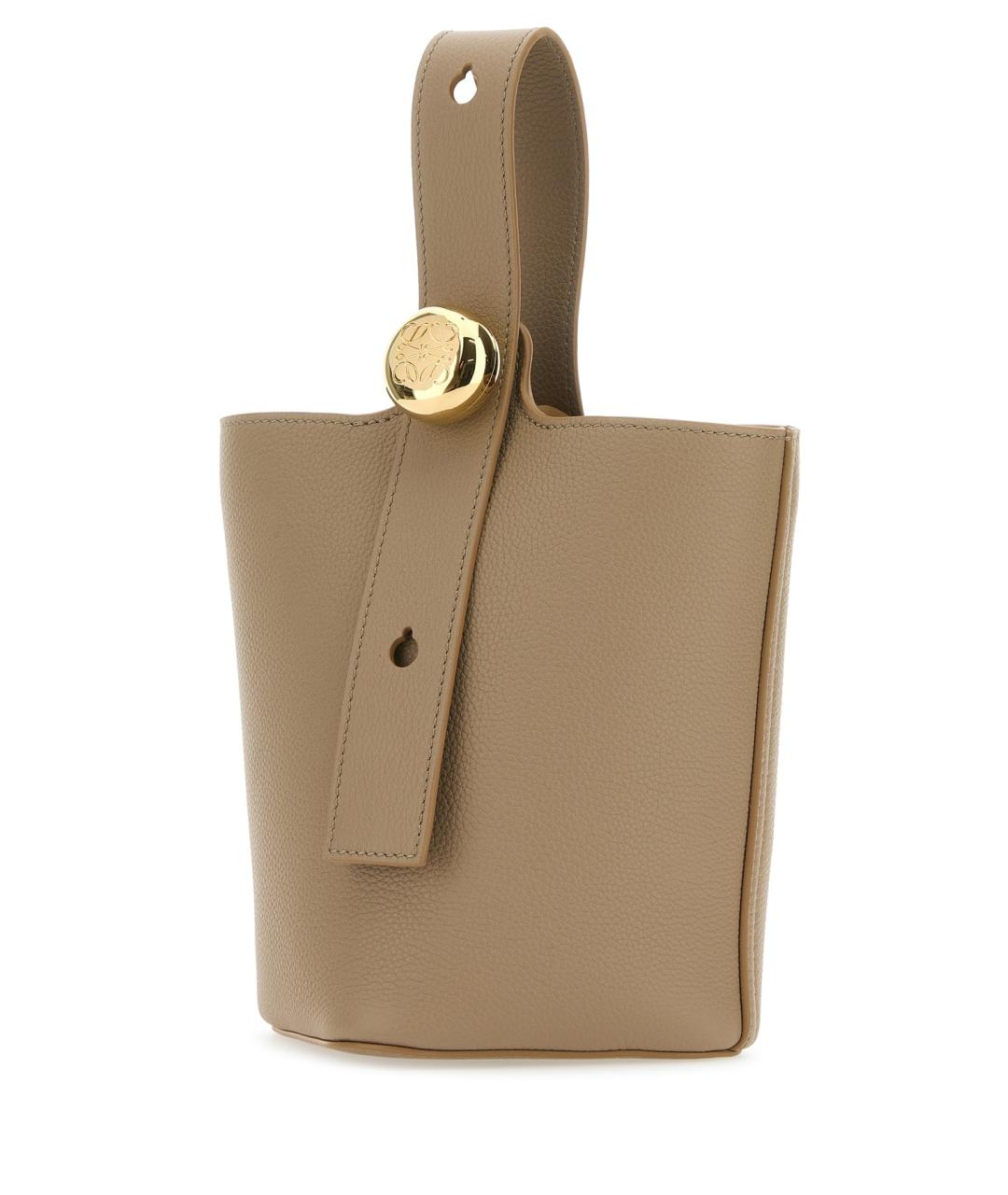 LOEWE Бежевая кожаная сумка с короткими ручками, фото 2