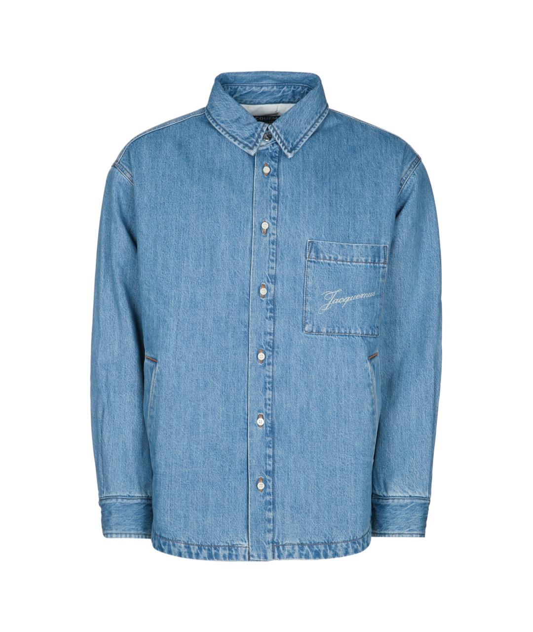 JACQUEMUS Синяя хлопко-полиэстеровая кэжуал рубашка, фото 1