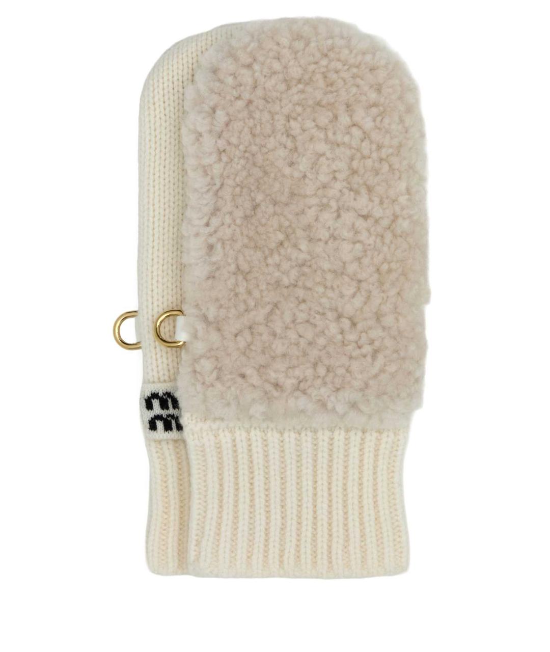 MIU MIU Бежевые шерстяные варежки, фото 1