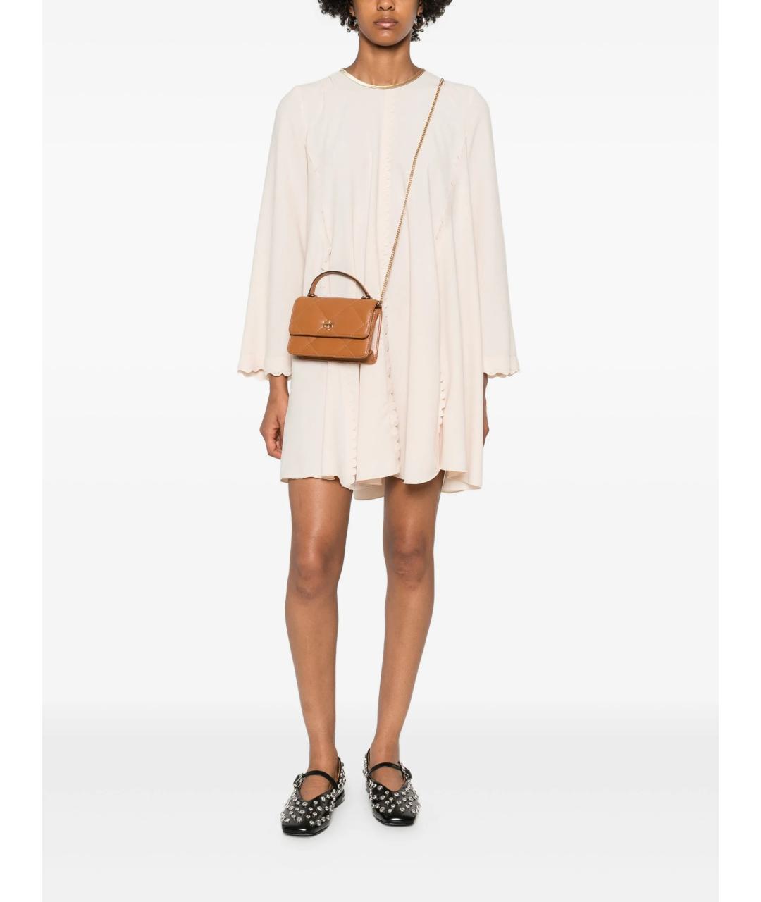 TORY BURCH Бежевая кожаная сумка через плечо, фото 2