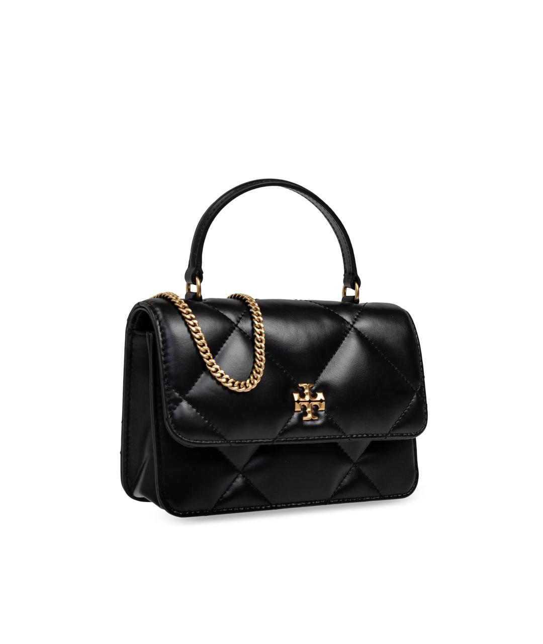 TORY BURCH Черная кожаная сумка с короткими ручками, фото 4