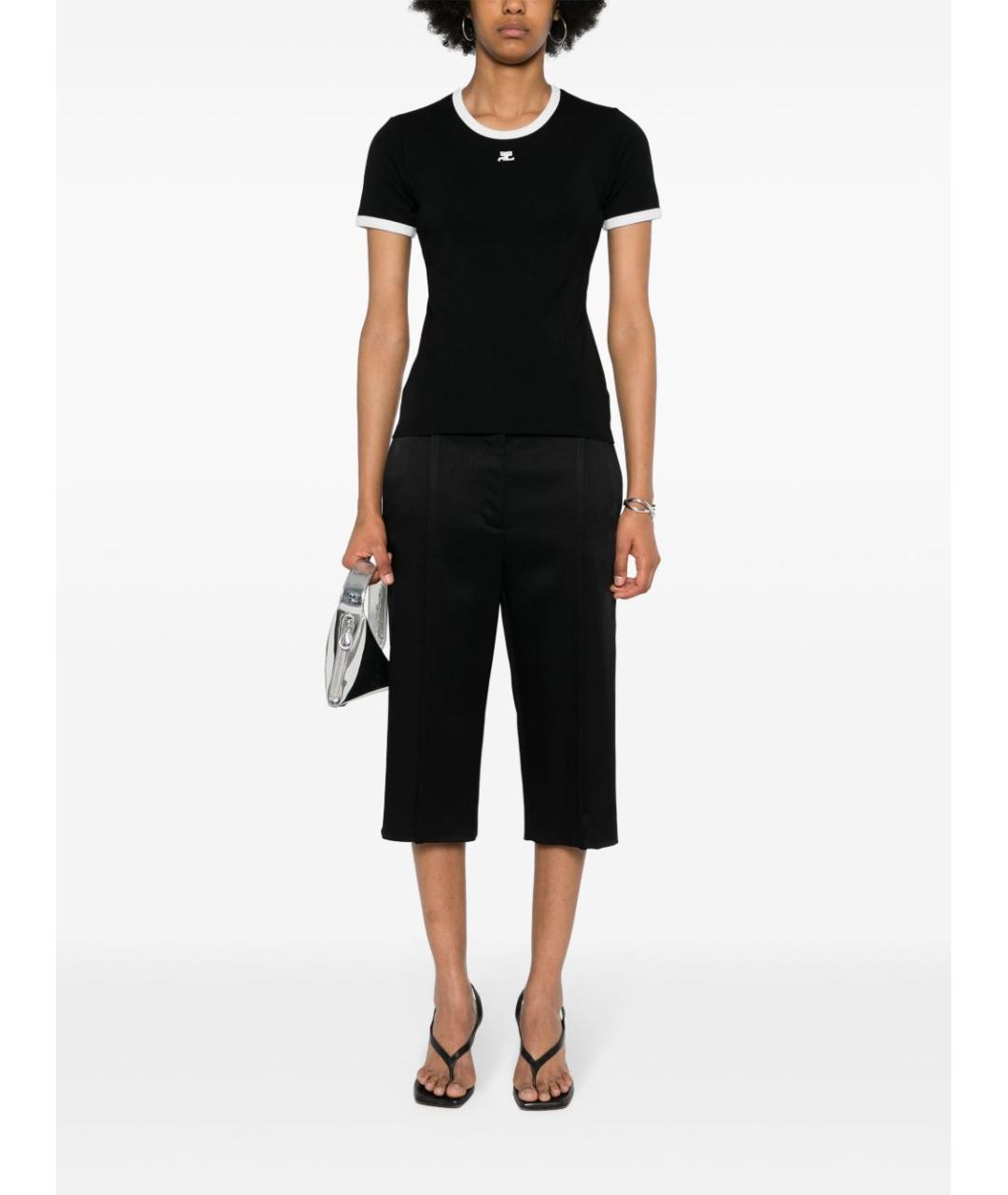 COURREGES Черная хлопковая футболка, фото 3