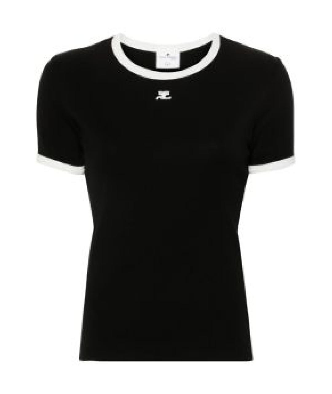 COURREGES Черная хлопковая футболка, фото 1