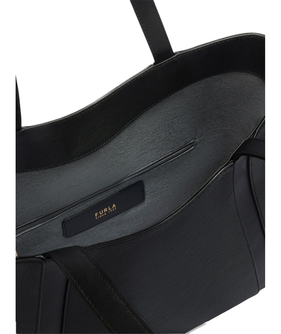 FURLA Черная кожаная сумка тоут, фото 3