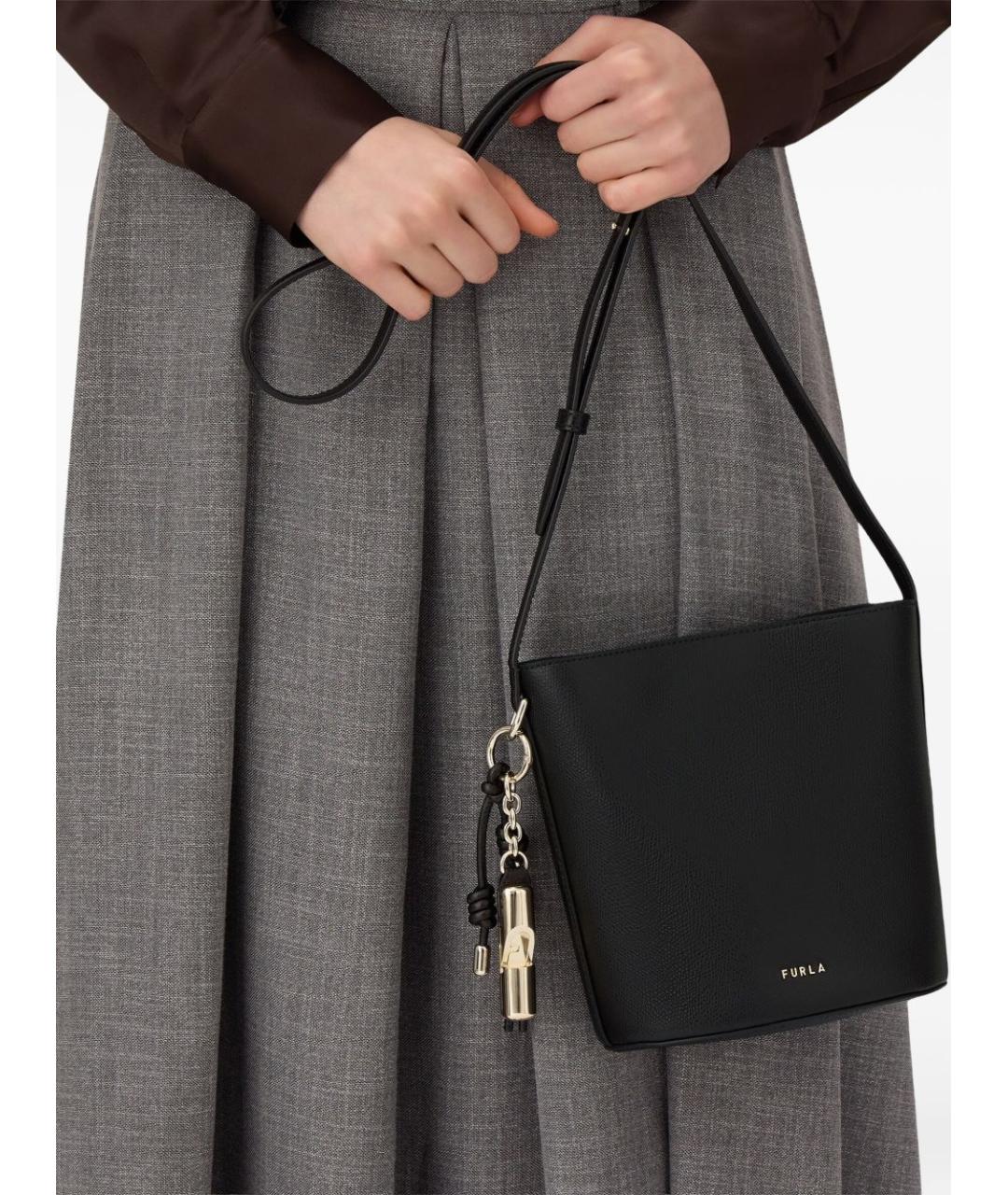 FURLA Черная кожаная сумка через плечо, фото 3