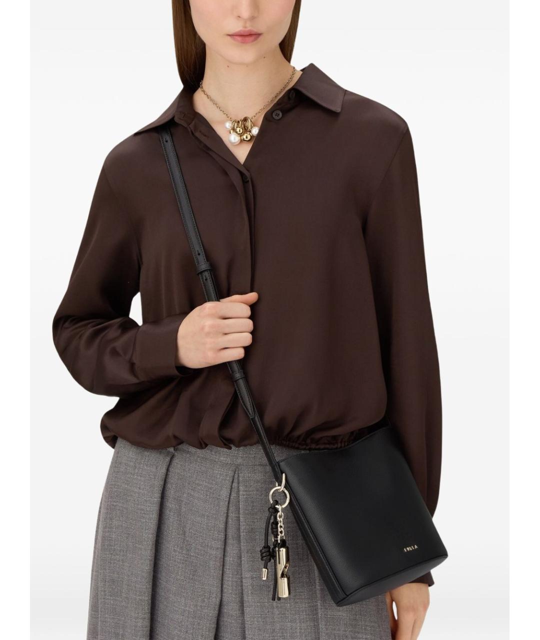 FURLA Черная кожаная сумка через плечо, фото 2