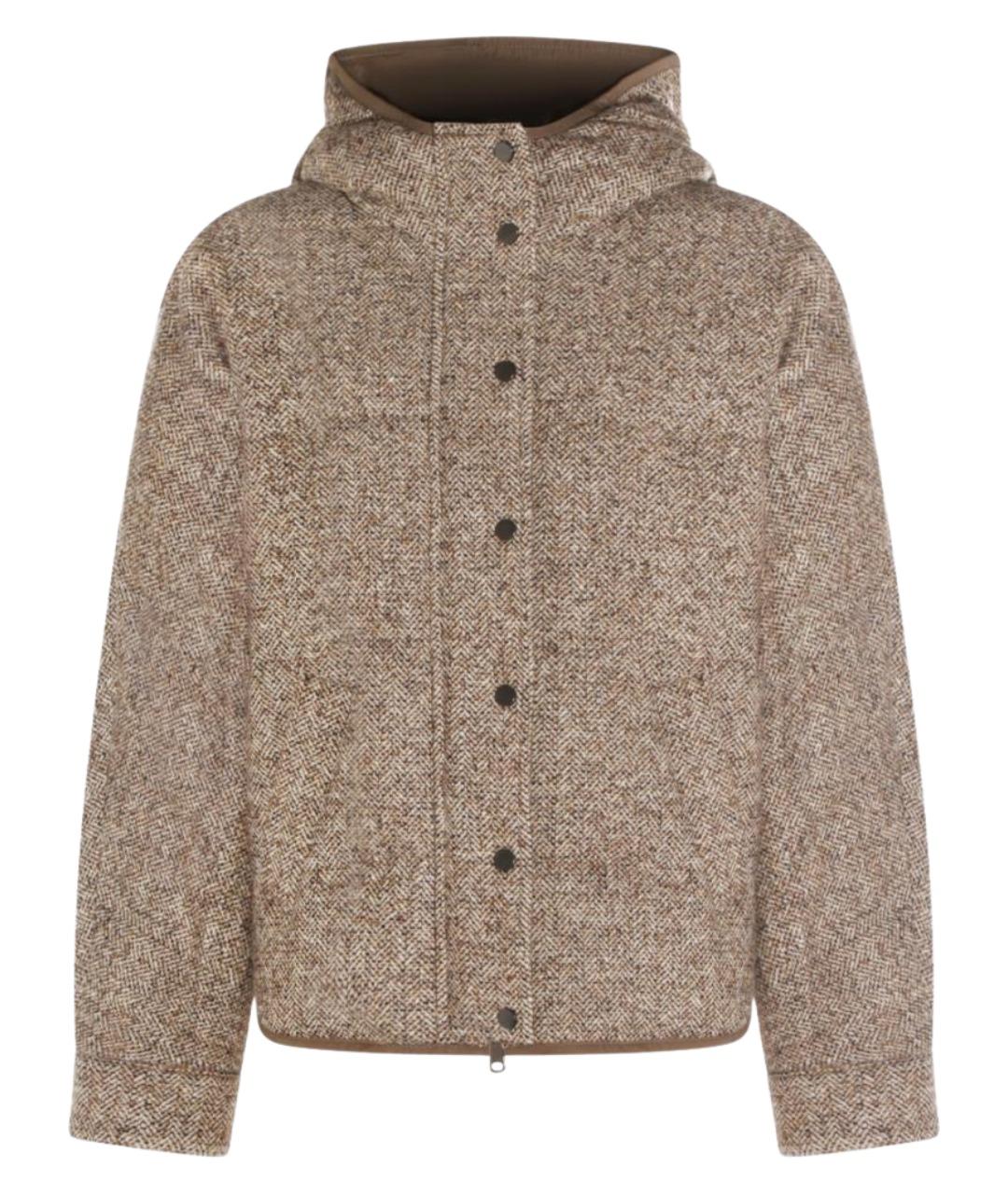 BRUNELLO CUCINELLI Бежевый шерстяной пуховик, фото 1