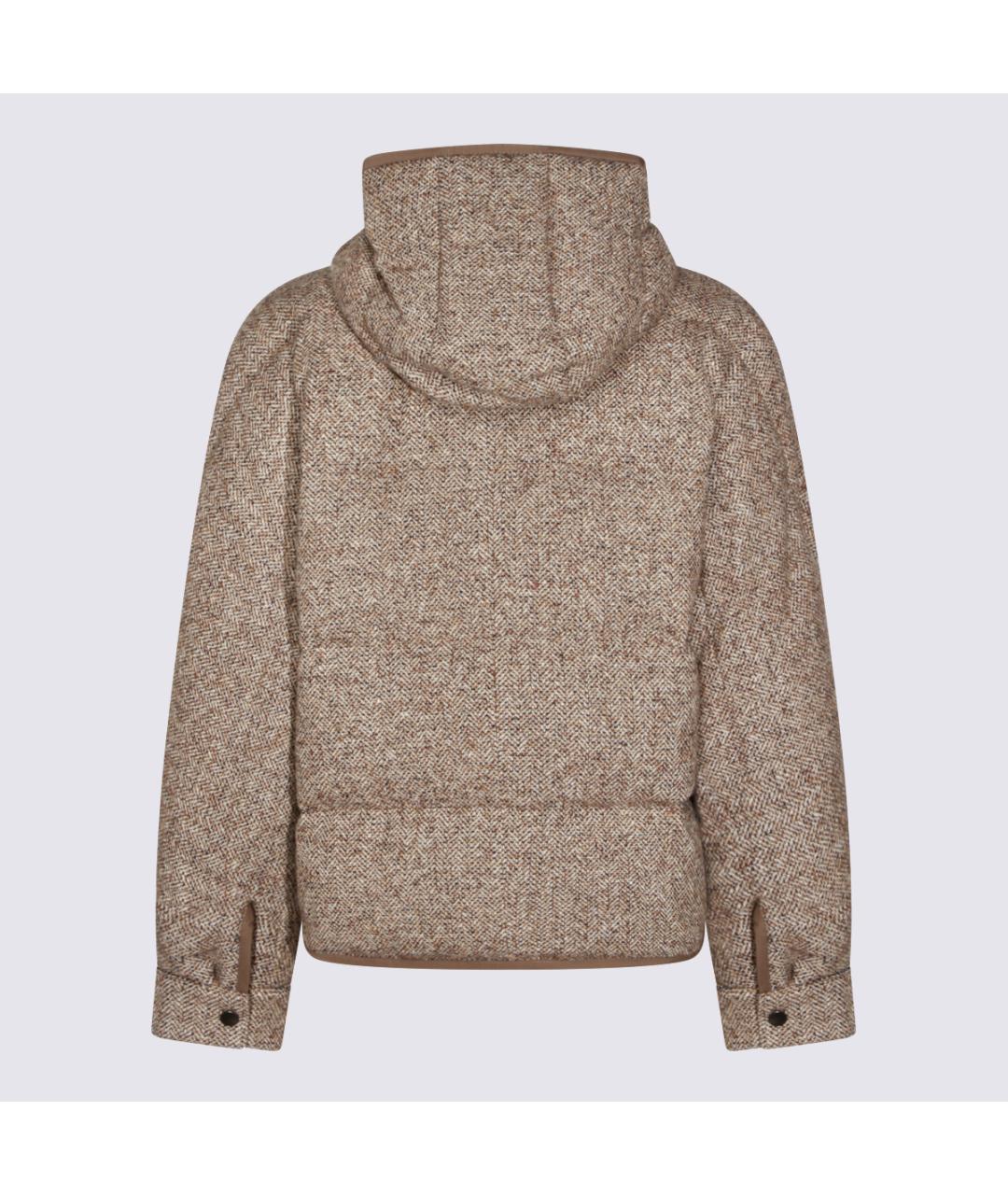 BRUNELLO CUCINELLI Бежевый шерстяной пуховик, фото 2