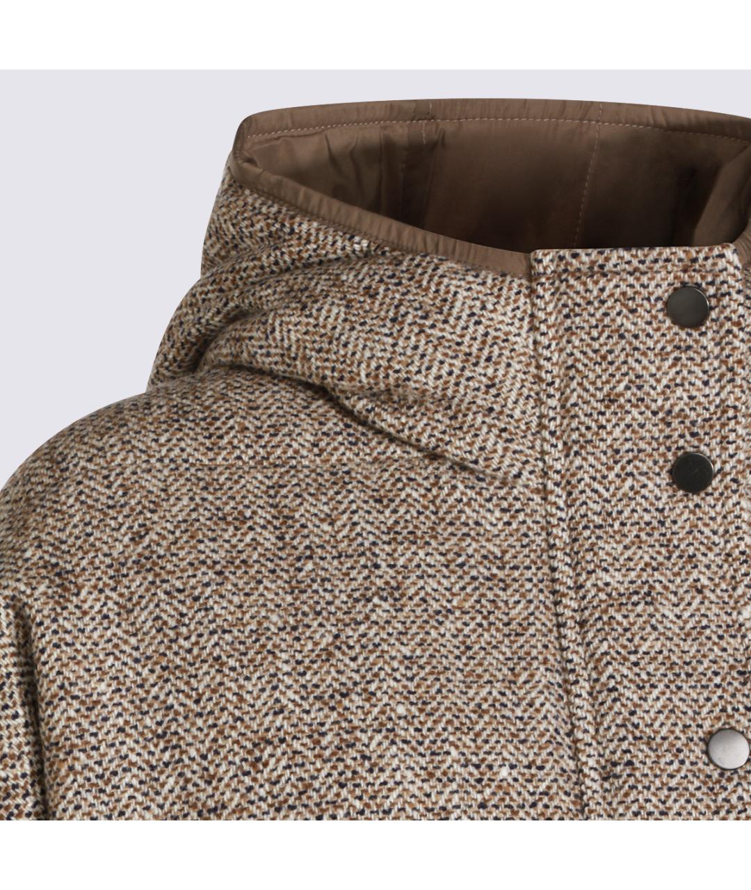 BRUNELLO CUCINELLI Бежевый шерстяной пуховик, фото 4