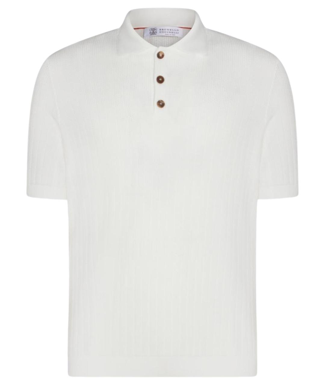 BRUNELLO CUCINELLI Белое хлопковое поло с коротким рукавом, фото 1