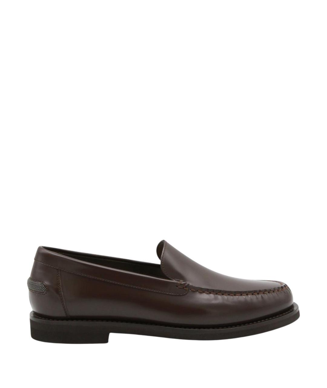 BRUNELLO CUCINELLI Коричневые кожаные лоферы, фото 1