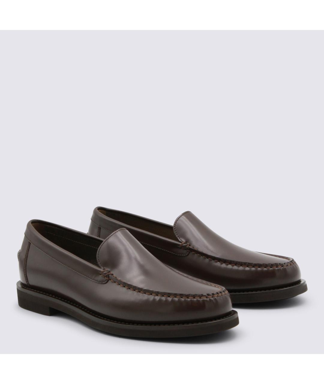 BRUNELLO CUCINELLI Коричневые кожаные лоферы, фото 2