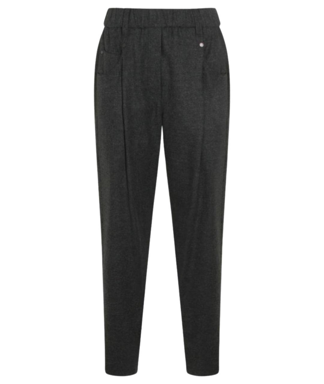 BRUNELLO CUCINELLI Серые шерстяные прямые брюки, фото 1