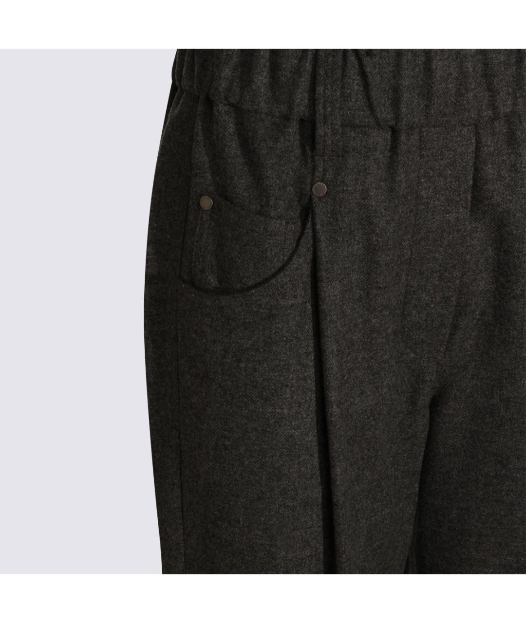 BRUNELLO CUCINELLI Серые шерстяные прямые брюки, фото 3